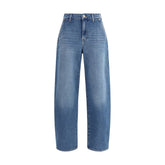 7FOR Light Blue Cotton Relaxed Fit Jeans